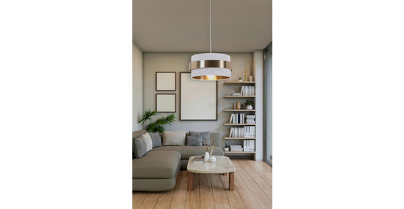HÄNGELEUCHTE 37/120 cm  - Goldfarben/Weiß, MODERN, Kunststoff/Textil (37/120cm) - Novel