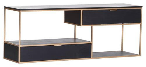 LOWBOARD  in 160/60/40 cm  - Goldfarben/Schwarz, Design, Holz/Metall (160/60/40cm) - Lomoco
