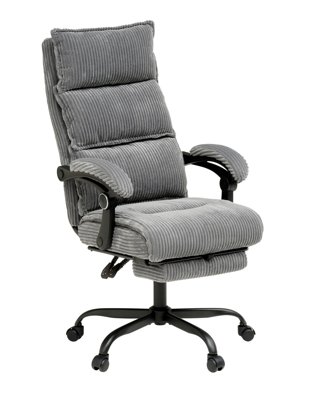 DREHSTUHL Cord Grau  - Schwarz/Grau, Modern, Holz/Kunststoff (65/116/124/65cm) - MID.YOU