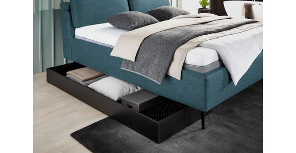 POLSTERBETT Matratze, Lattenrost Blau 160/200 cm  - Hellbraun/Blau, Design, Holz/Textil (160/200cm) - Johann Jakob
