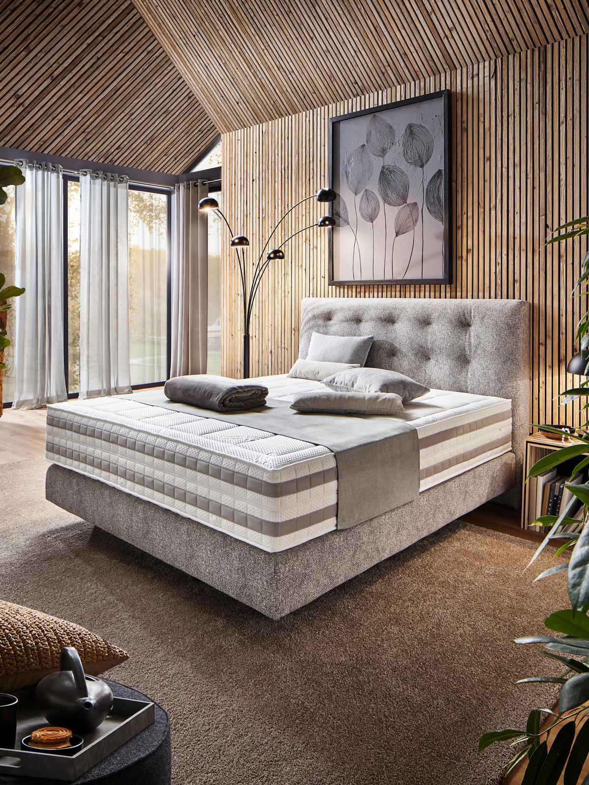 BOXSPRINGBETT 180/200 cm  in Grau  - Schwarz/Grau, KONVENTIONELL, Kunststoff/Textil (180/200cm) - Dieter Knoll