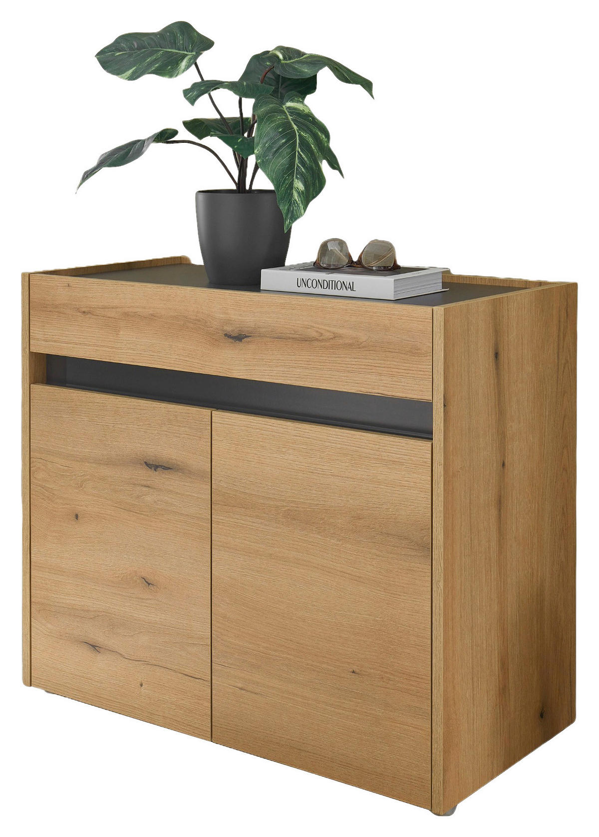 SCHUHSCHRANK Anthrazit, Eichefarben  - Eichefarben/Anthrazit, Design, Holzwerkstoff/Kunststoff (80/70/40cm) - Modante
