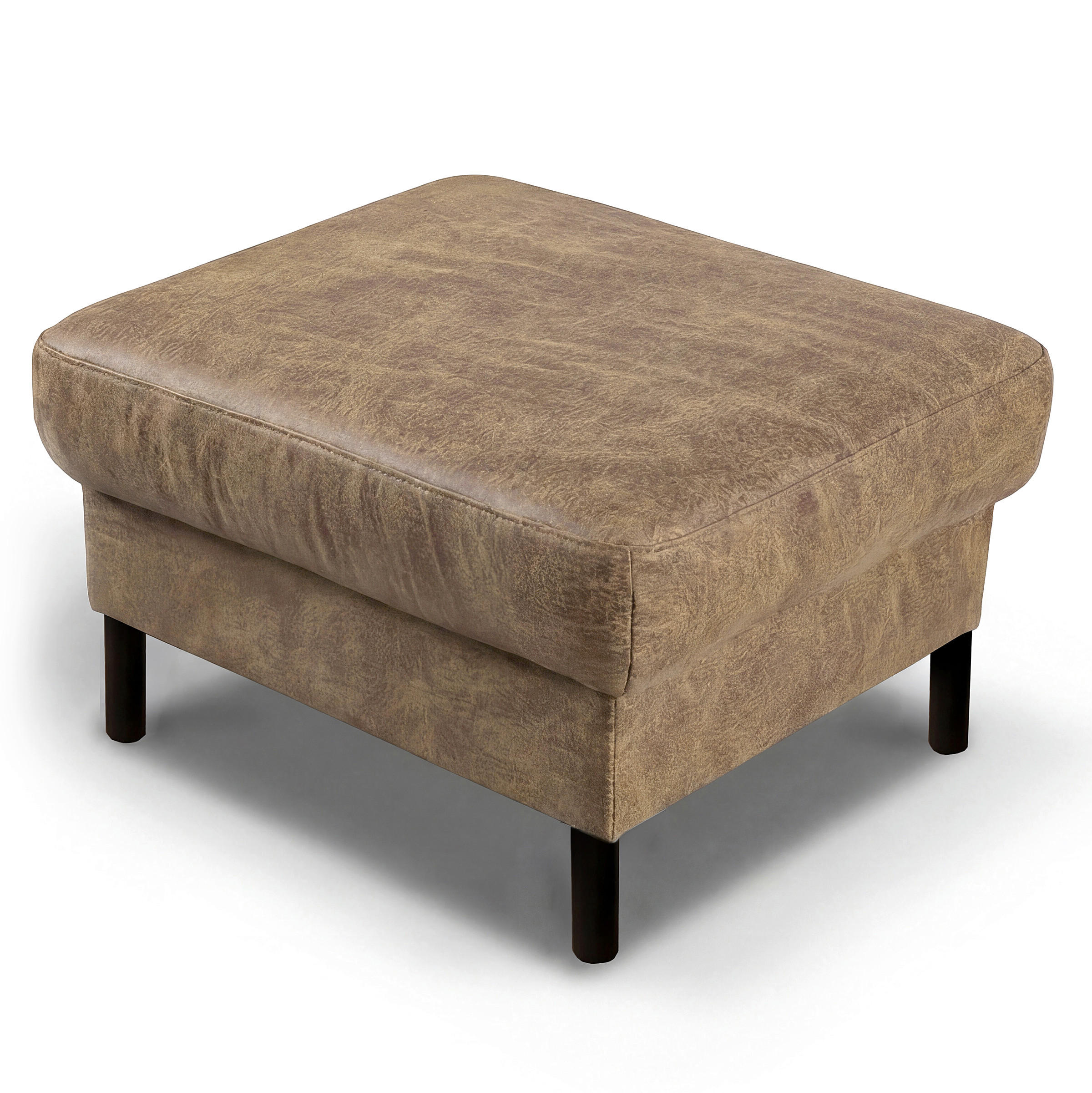 HOCKER Textil, Leder Graubraun  - Graubraun, Design, Leder/Textil (70/48/60cm) - Livetastic