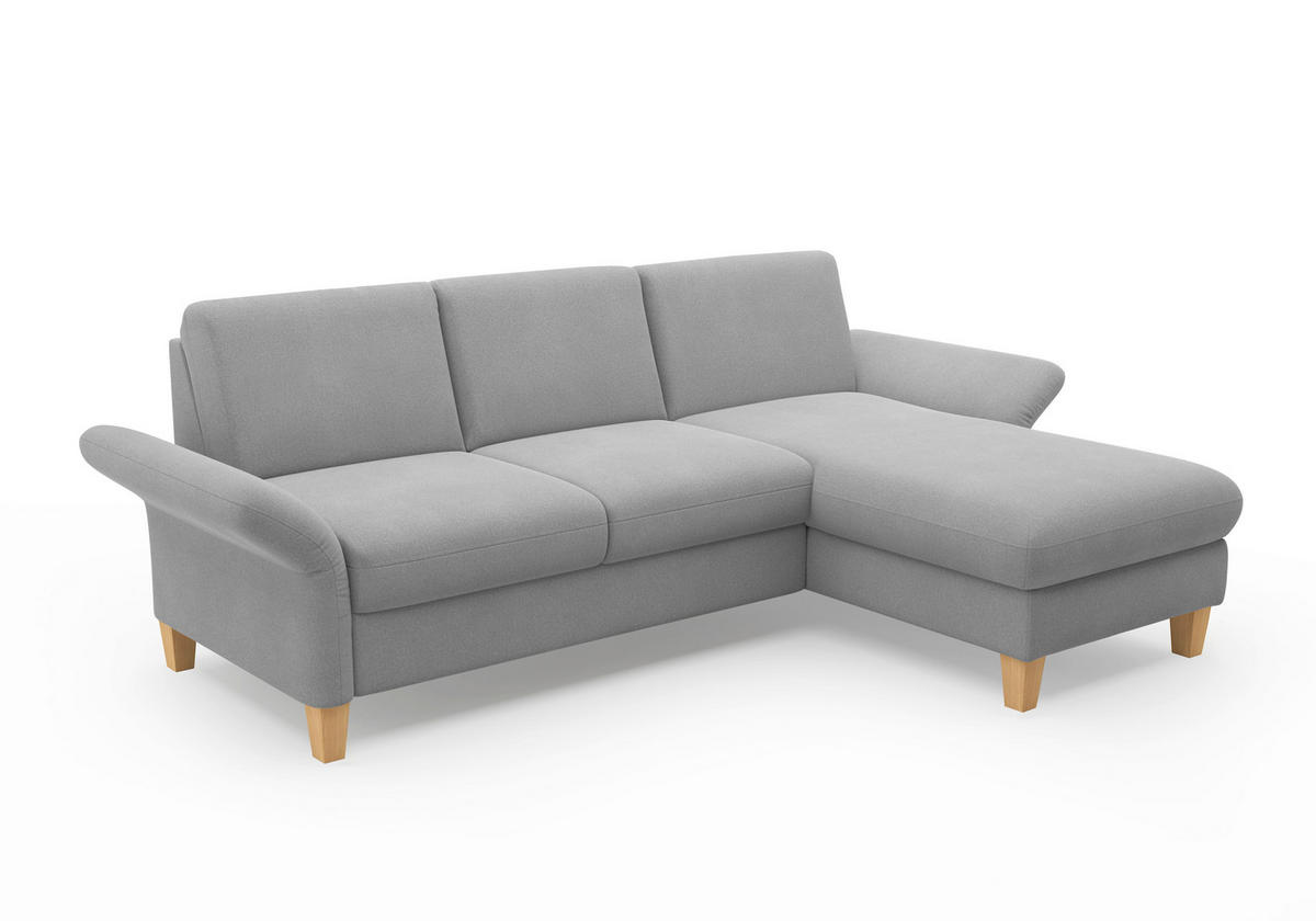 ECKSOFA ROCHELLE E Grau Flachgewebe  - Eichefarben/Grau, KONVENTIONELL, Holz/Textil (251/164cm) - Sit & More