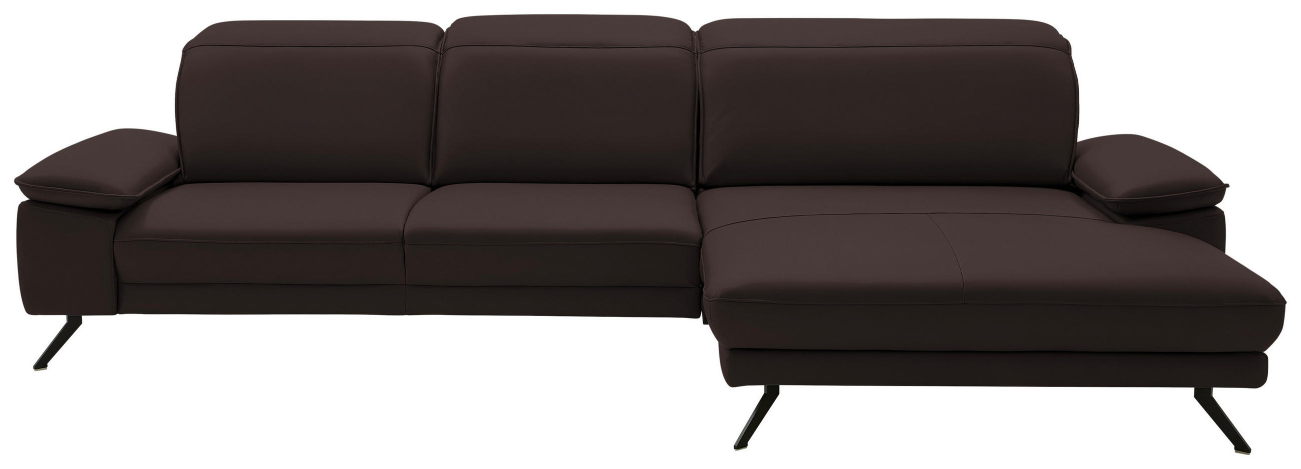 ECKSOFA in Echtleder Braun  - Schwarz/Braun, Design, Leder/Metall (332/193cm) - Dieter Knoll