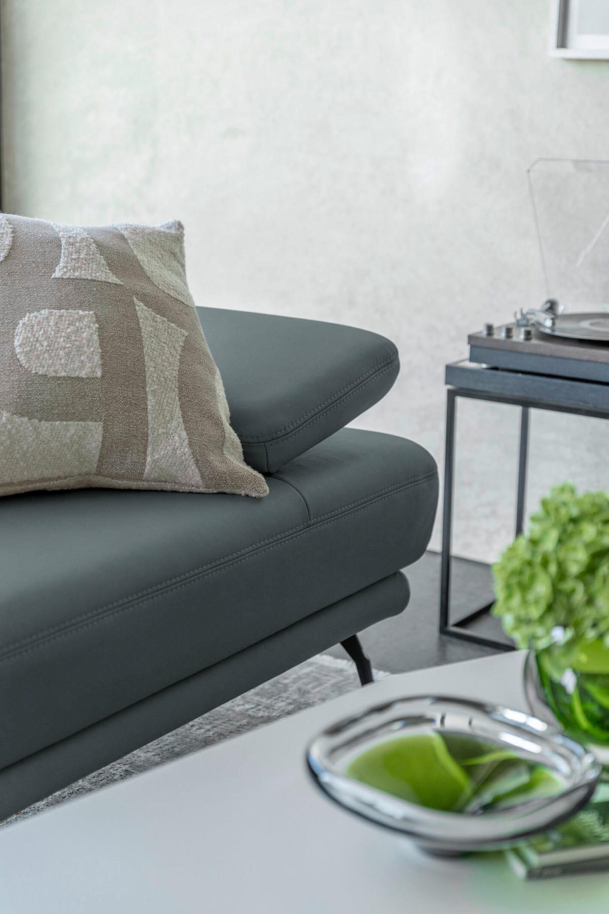 ECKSOFA Echtleder Grau  - Schwarz/Grau, Konventionell, Leder/Metall (301/180cm) - Joop!