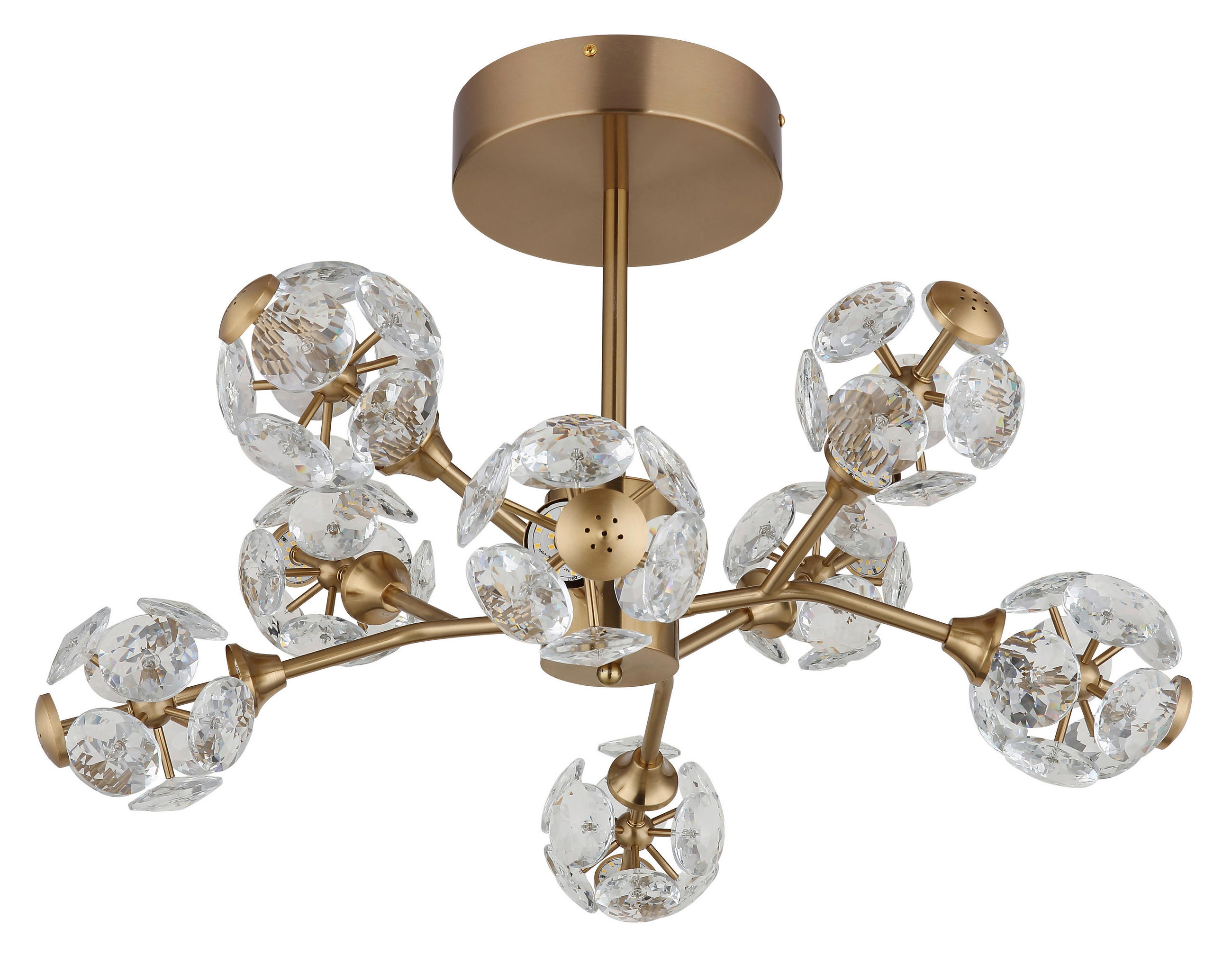 LED SVJETILJKA STROPNA VIRINA  - prozirno/zlatne boje, Konvencionalno, staklo/metal (65/38cm) - Globo