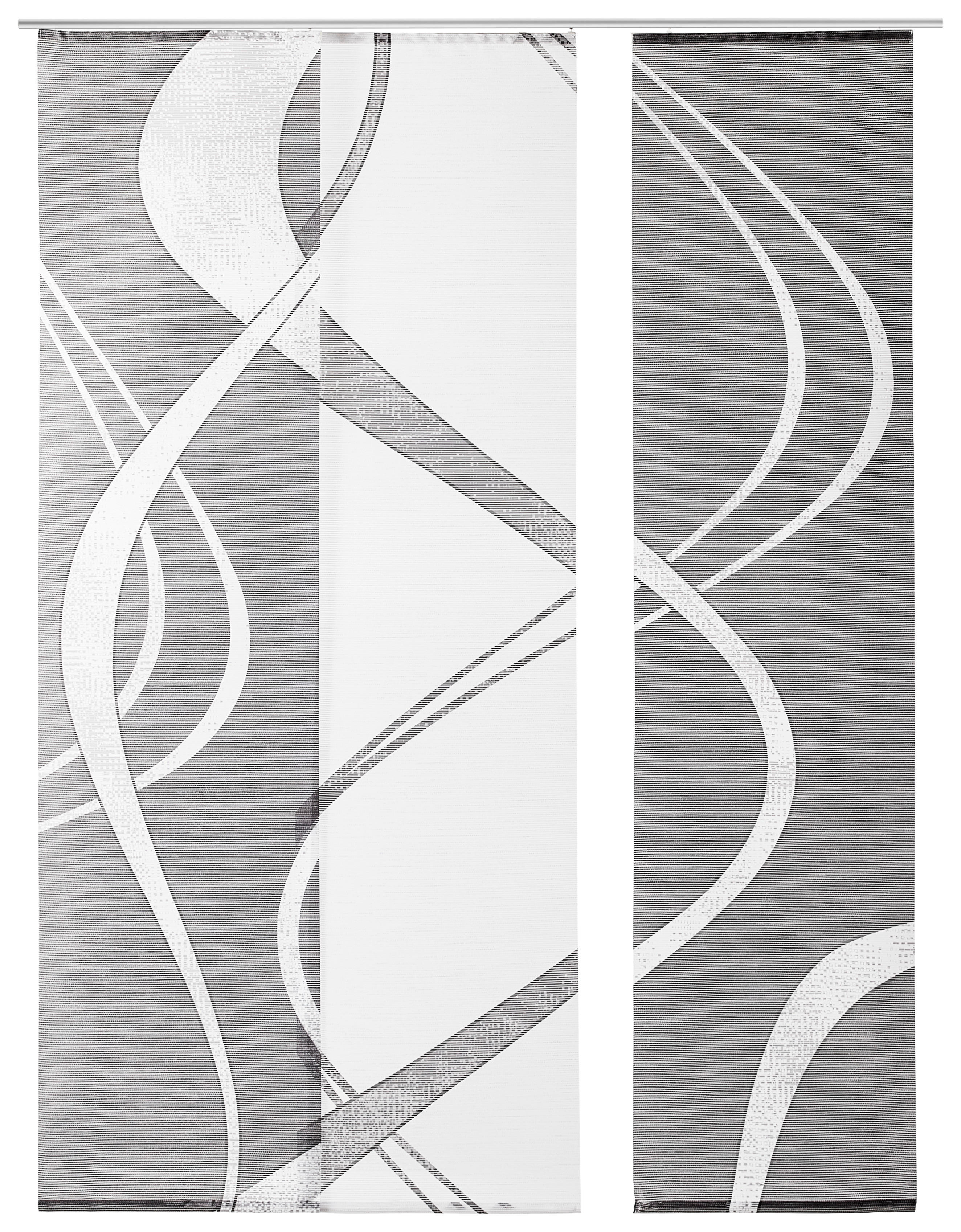 FLÄCHENVORHANG 3ER SET  3 Stück  halbtransparent   60/245 cm  - Weiß/Grau, Design, Textil (60/245cm) - Novel