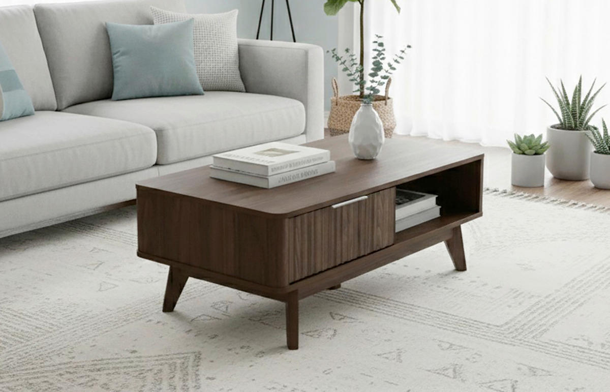 COUCHTISCH in Holzwerkstoff 110/55/44 cm  - Silberfarben/Walnussfarben, MODERN, Holzwerkstoff/Metall (110/55/44cm) - MID.YOU