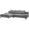 ECKSOFA in Chenille Grau, Dunkelgrau  - Dunkelgrau/Schwarz, MODERN, Textil/Metall (182/290cm) - Hom`in