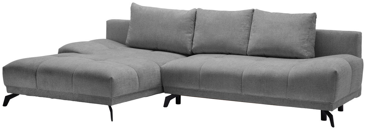 ECKSOFA Grau, Dunkelgrau Chenille  - Dunkelgrau/Schwarz, MODERN, Textil/Metall (182/290cm) - Hom`in