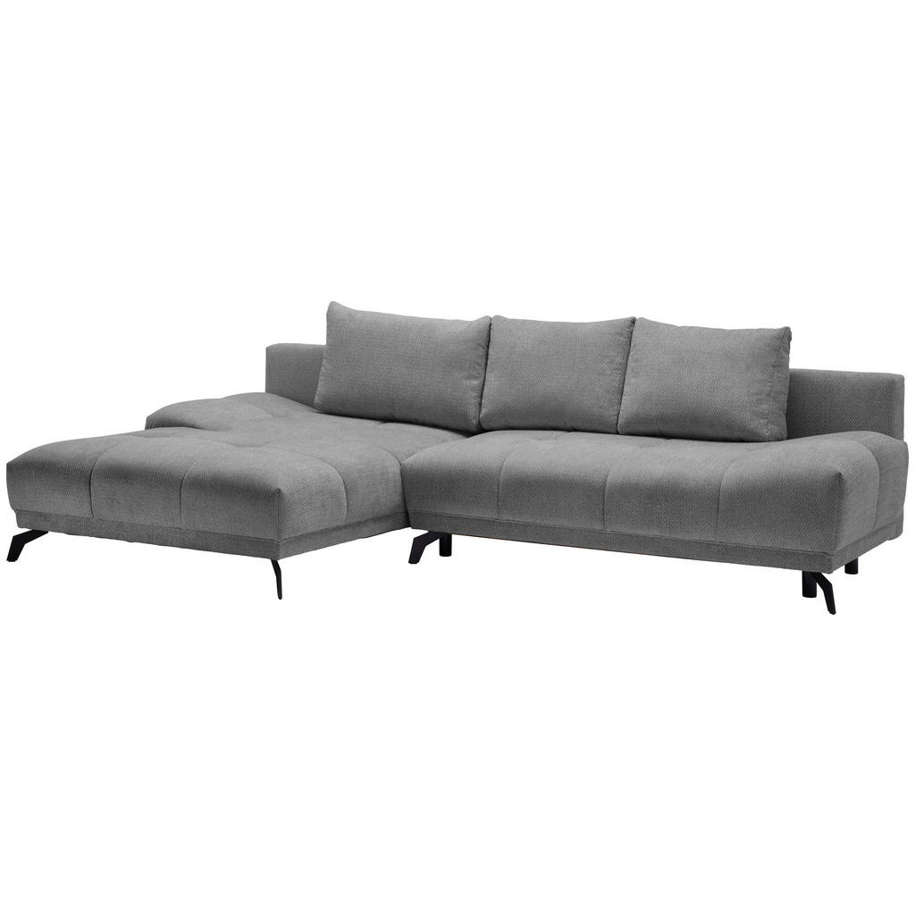 Thumbnail - Hom`in Ecksofa, Grau, Dunkelgrau, Textil, 5-Sitzer, Füllung: Schaumstoff, Ottomane links, L-Form, 290x182 cm, Stoffauswa...