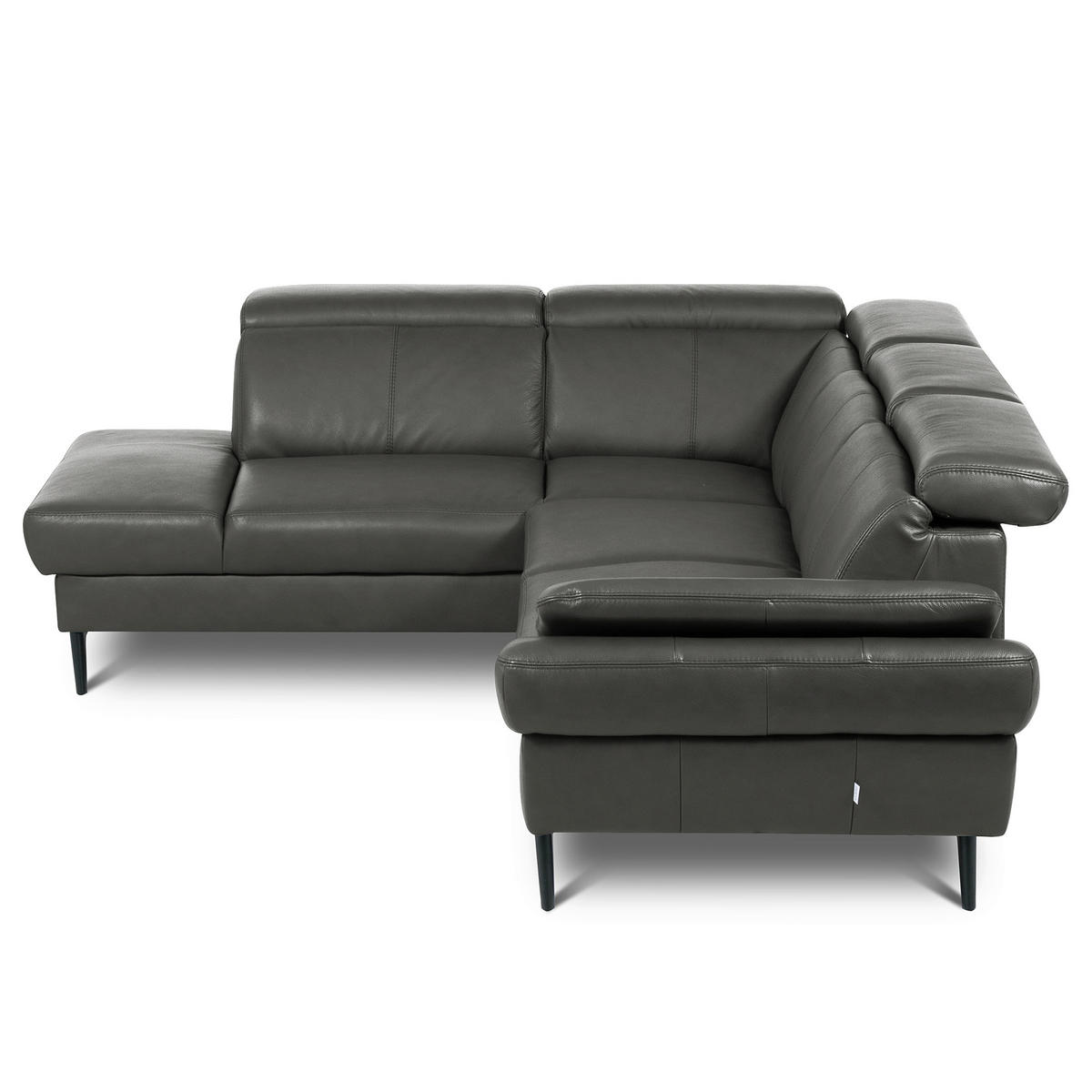 ECKSOFA  in Lederlook Echtleder Anthrazit  - Anthrazit/Schwarz, Design, Leder/Textil (211/264cm) - Livetastic