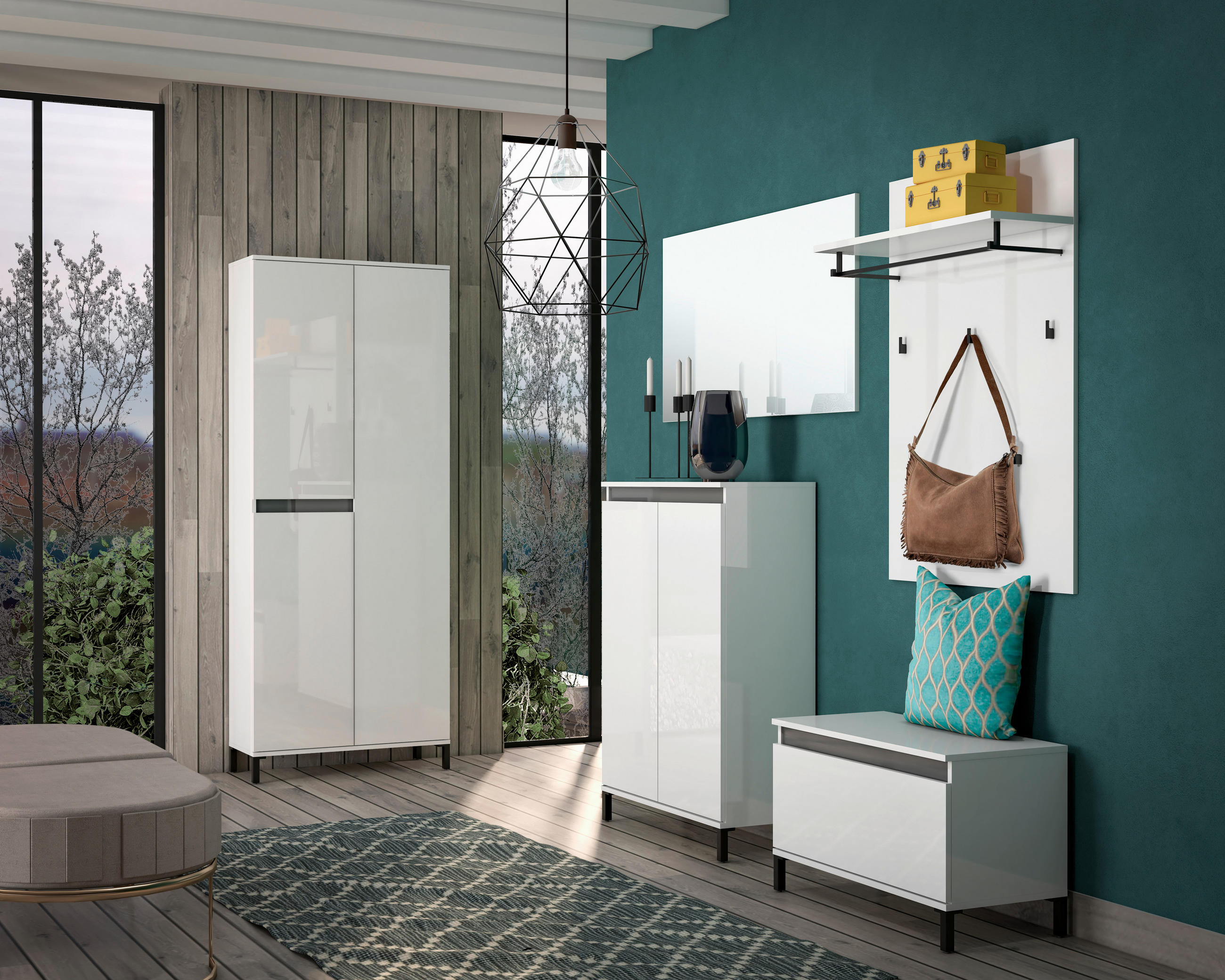 GARDEROBENSCHRANK in 80/200/34 cm - Anthrazit/Weiß, Design, Holzwerkstoff/Kunststoff (80/200/34cm) - Xora