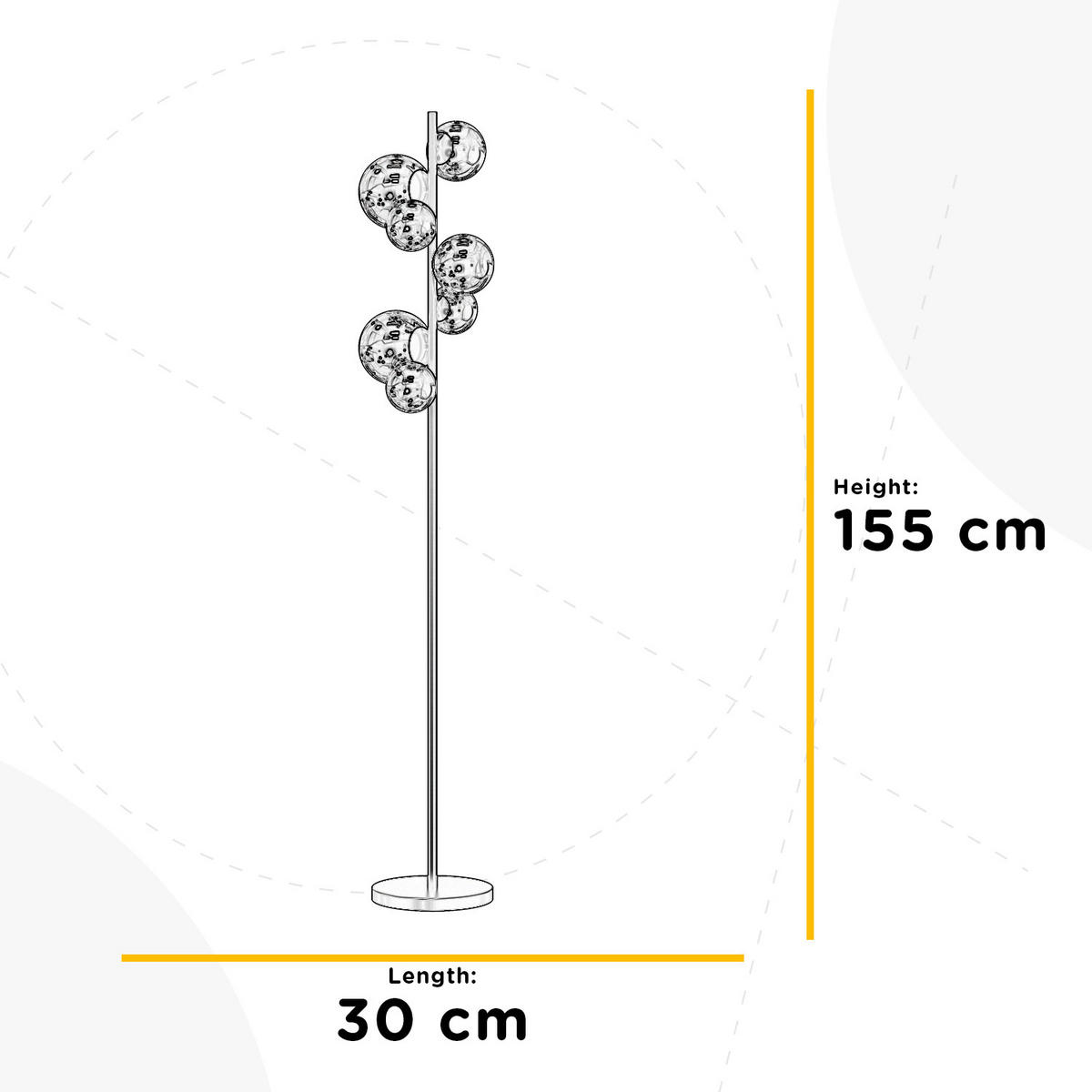 STOJACÍ LAMPA, 30/30/155 cm - černá, Design, kov/plast (30/30/155cm)