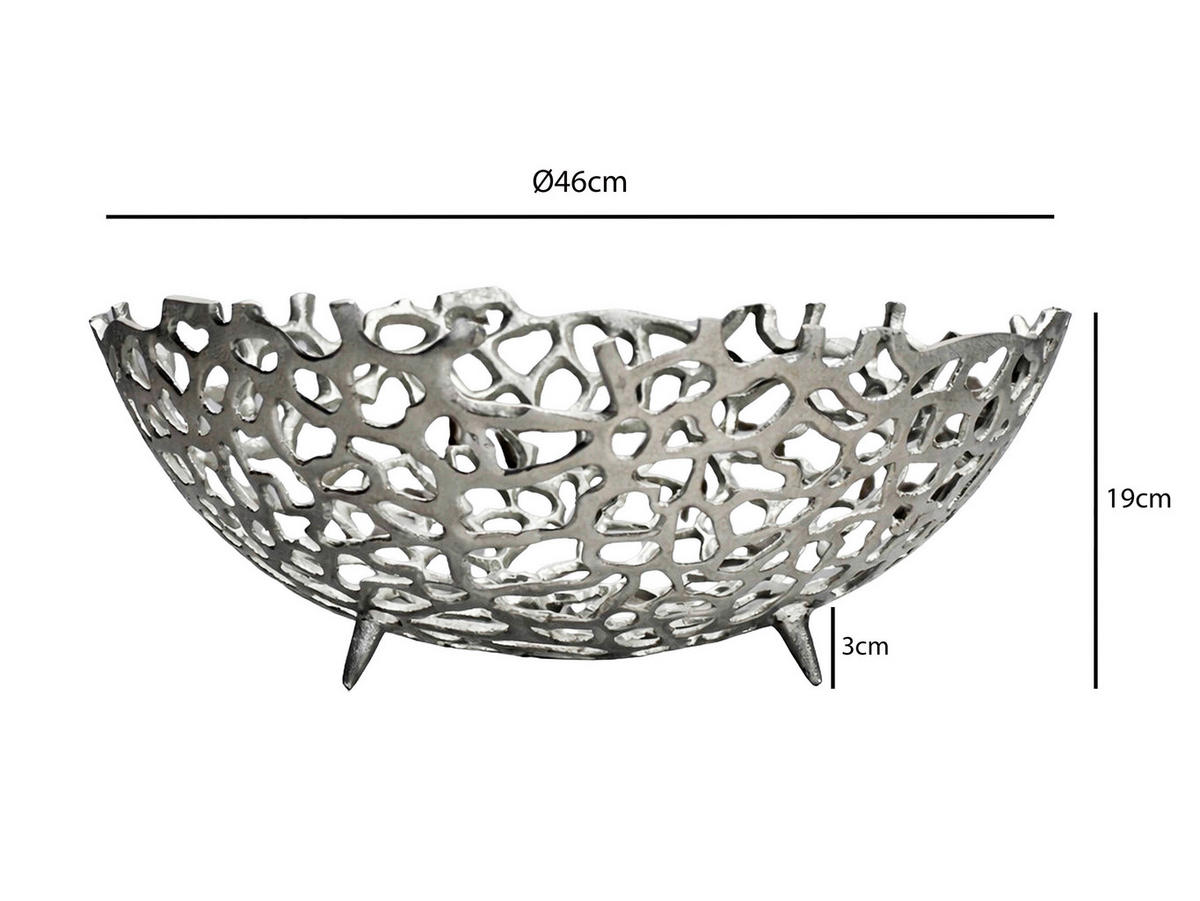 OBSTSCHALE  - Silberfarben, Design, Metall (46/19/46cm) - Livetastic