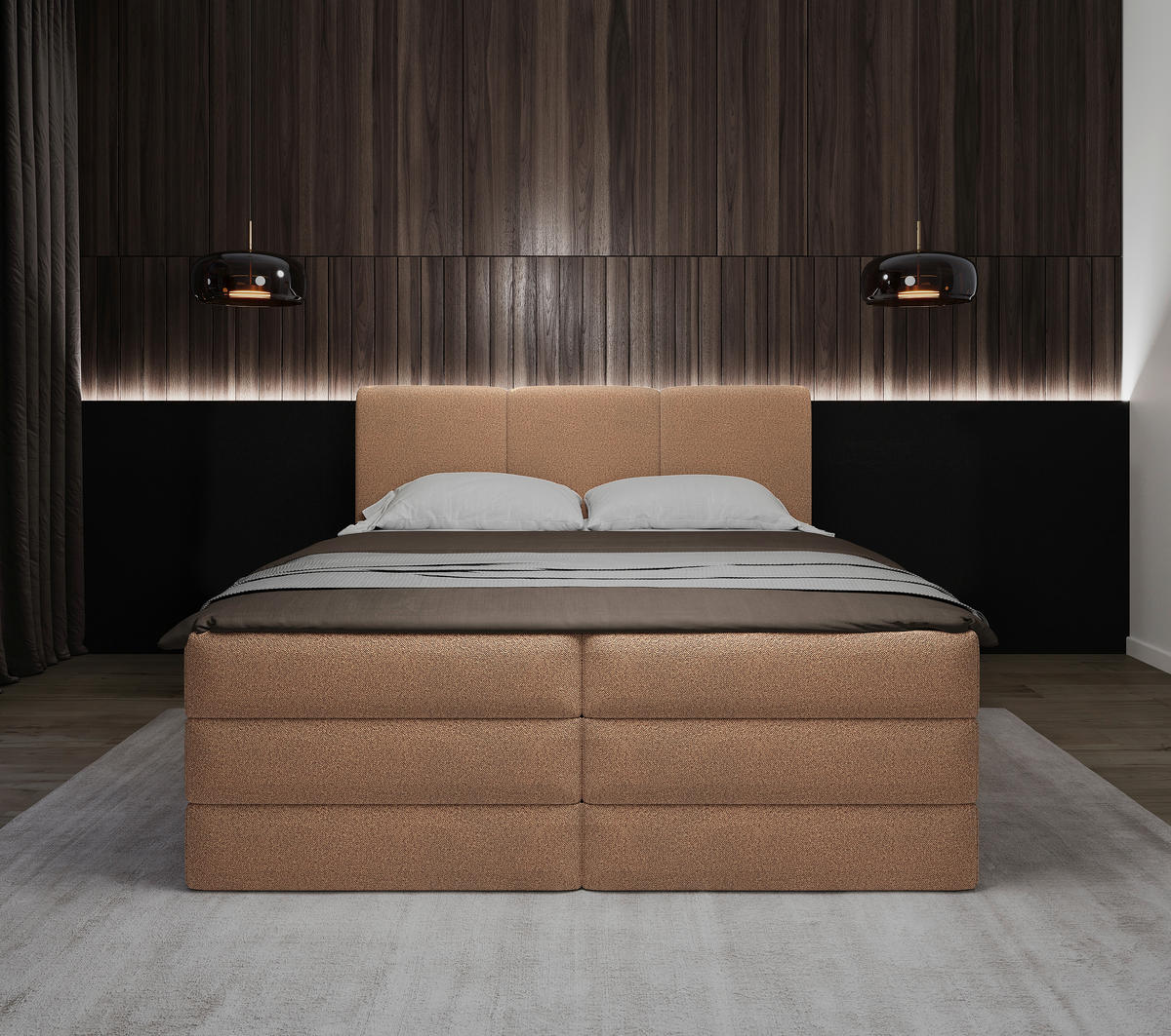 BOXSPRINGBETT 160/200 cm  in Terracotta  - Terracotta/Schwarz, MODERN, Holz/Holzwerkstoff (160/200cm) - MID.YOU