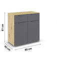 KOMMODE  in 80/81/42 cm  - Dunkelgrau/Eiche Artisan, Design, Holzwerkstoff/Metall (80/81/42cm) - Carryhome