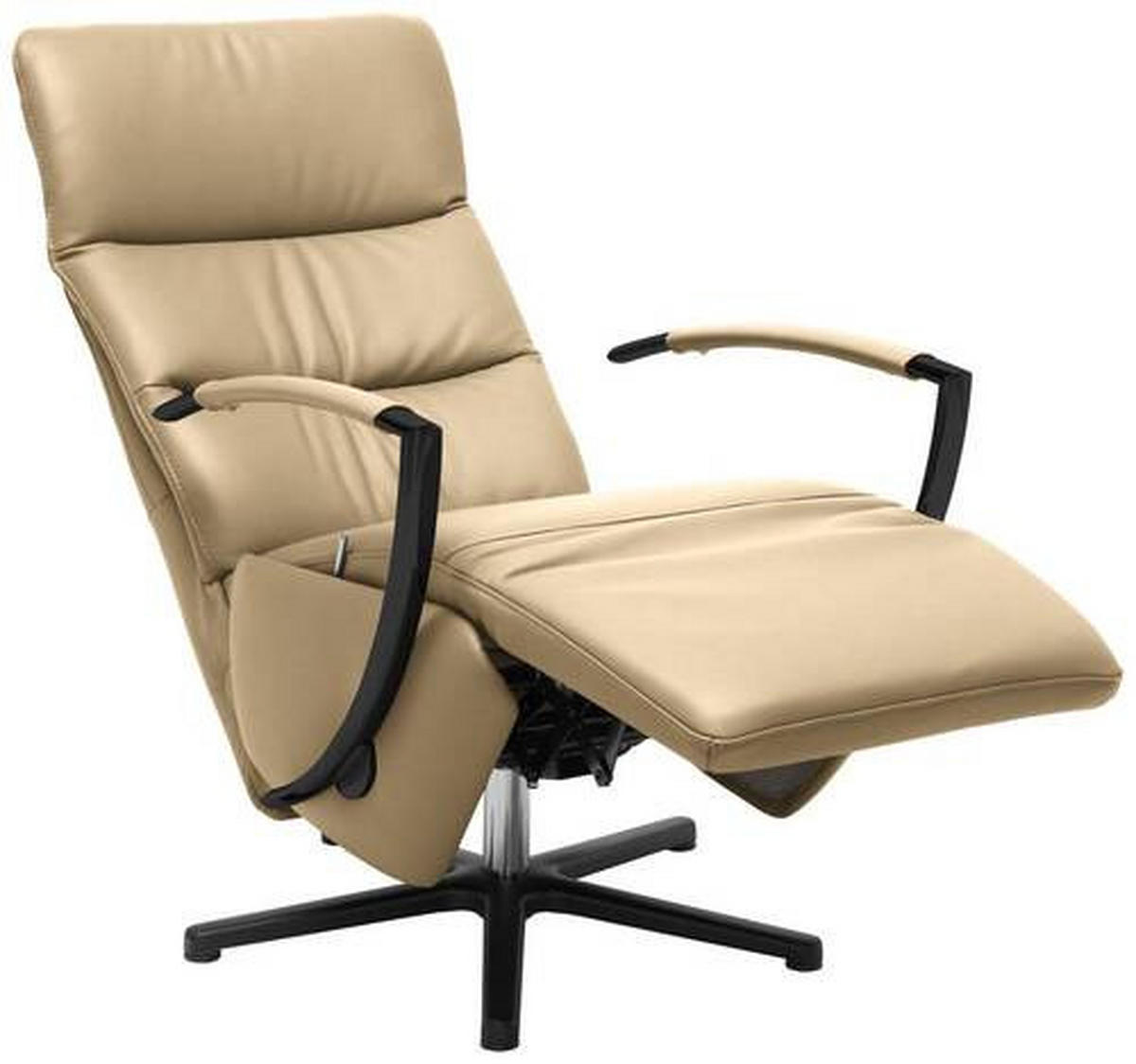 RELAXSESSEL in Leder Cappuccino  - Schwarz/Cappuccino, Design, Leder/Metall (64/112/80cm) - Cantus