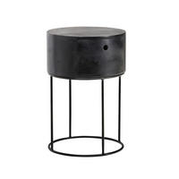 NACHTTISCH Mangoholz massiv  - Schwarz, Design, Holz/Metall (40/40/60cm) - Livetastic