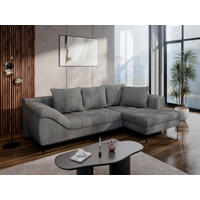 ECKSOFA Dunkelgrau Cord  - Dunkelgrau/Schwarz, Design, Kunststoff/Textil (177/276cm) - MID.YOU