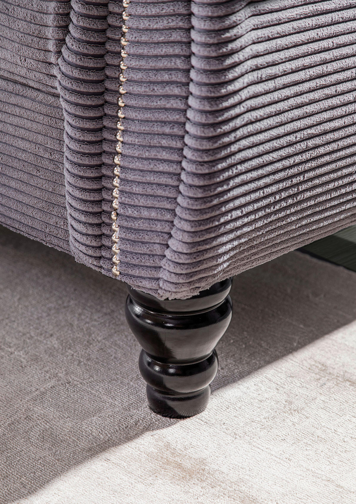 2-SITZER-SOFA Cord Dunkelgrau  - Dunkelgrau/Dunkelbraun, Design, Holz/Textil (168/96/75cm)