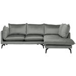 ECKSOFA in Samt Grau  241/200 cm  - Schwarz/Grau, Design, Textil/Metall (241/200cm) - Carryhome