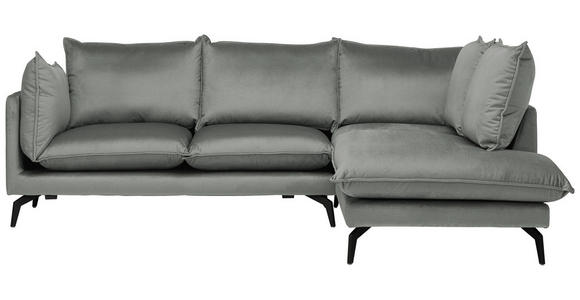 ECKSOFA  in Samt Grau  241/200 cm  - Schwarz/Grau, Design, Textil/Metall (241/200cm) - Carryhome