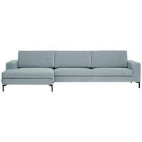 ECKSOFA Quattro in Chenille Hellblau  155/310 cm  - Schwarz/Hellblau, Design, Textil/Metall (155/310cm) - Johann Jakob
