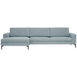 ECKSOFA Quattro in Chenille Hellblau  155/310 cm  - Schwarz/Hellblau, Design, Textil/Metall (155/310cm) - Johann Jakob