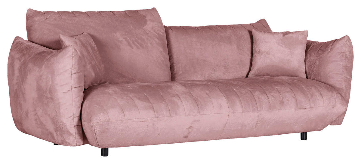 BIG SOFFA i plysch rosa  - svart/rosa, Klassisk, textil/plast (240/78/107cm) - MID.YOU