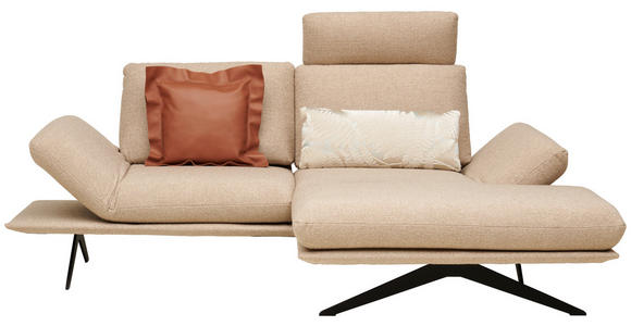 ECKSOFA  in Flachgewebe Beige  234/155 cm  - Beige/Schwarz, Design, Textil/Metall (234/155cm) - Dieter Knoll