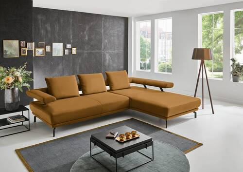 ECKSOFA in Echtleder Gelb  - Gelb/Schwarz, Design, Leder/Metall (305/224cm) - Dieter Knoll