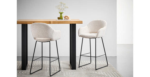BARHOCKER Webstoff Schwarz, Beige Eisen Stoffauswahl - Beige/Schwarz, Design, Textil/Metall (55/104,5/60,5cm) - Novel