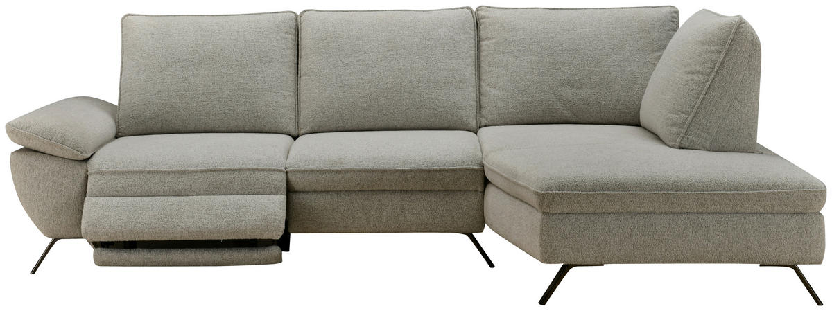 ECKSOFA Beige Webstoff  - Beige/Schwarz, MODERN, Textil/Metall (290/161cm) - Livetastic