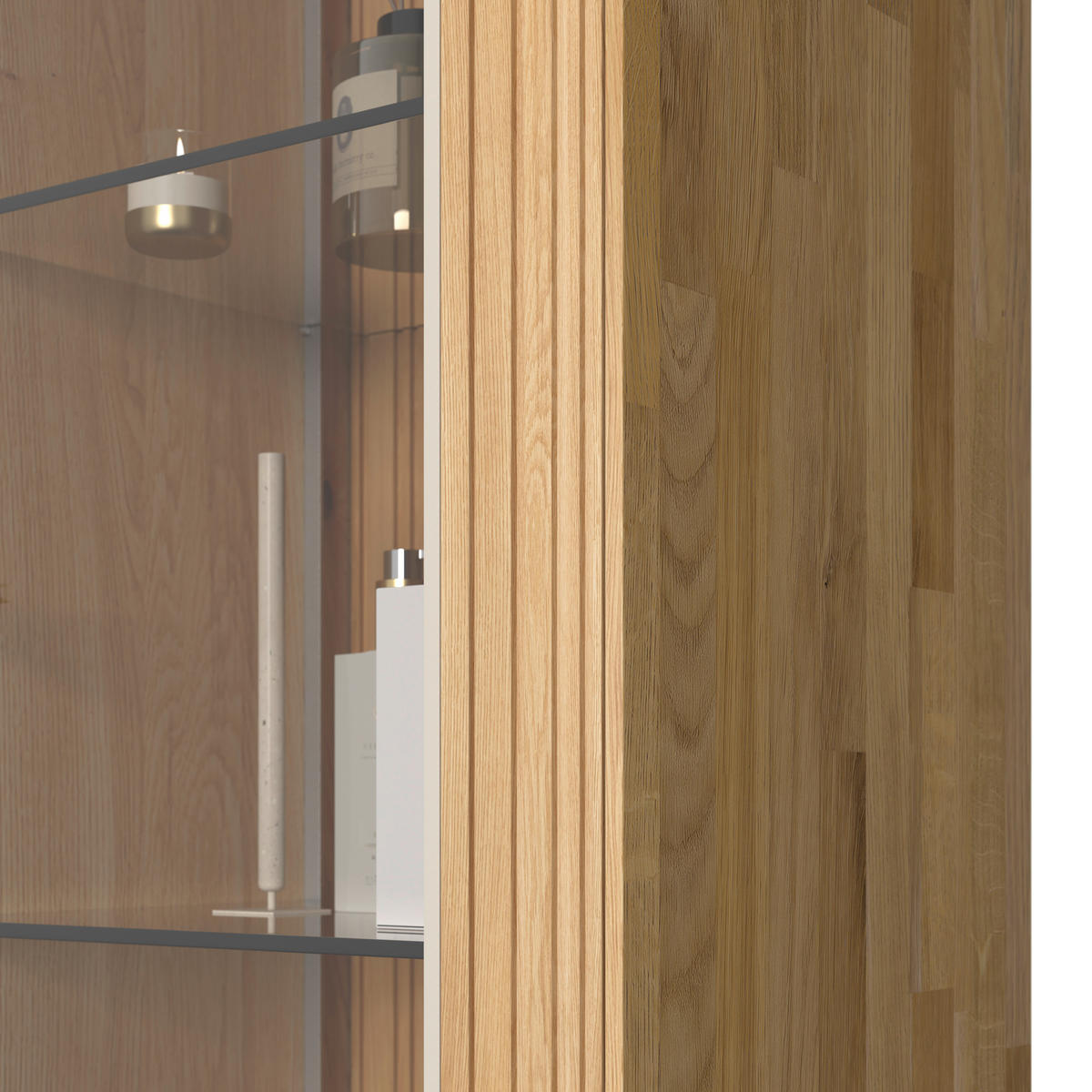 VITRINE  in massiv Wildeiche Kaschmir, Wildeiche - Kaschmir/Wildeiche, Design, Glas/Holz (76,9/205,5/37,1cm) - Dieter Knoll