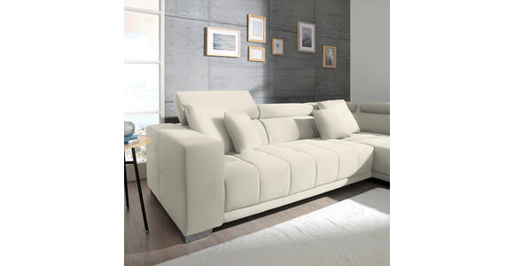 ECKSOFA in Mikrofaser Weiß  - Chromfarben/Weiß, Design, Textil/Metall (301/207cm) - Xora