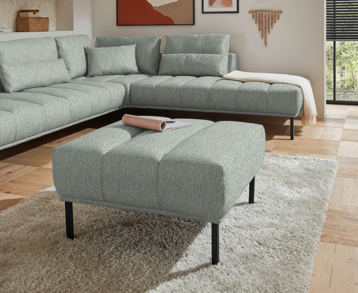 ECKSOFA  in Flachgewebe Grauweiß  308/270 cm  - Grauweiß/Schwarz, Design, Textil/Metall (308/270cm) - Pure Home Lifestyle