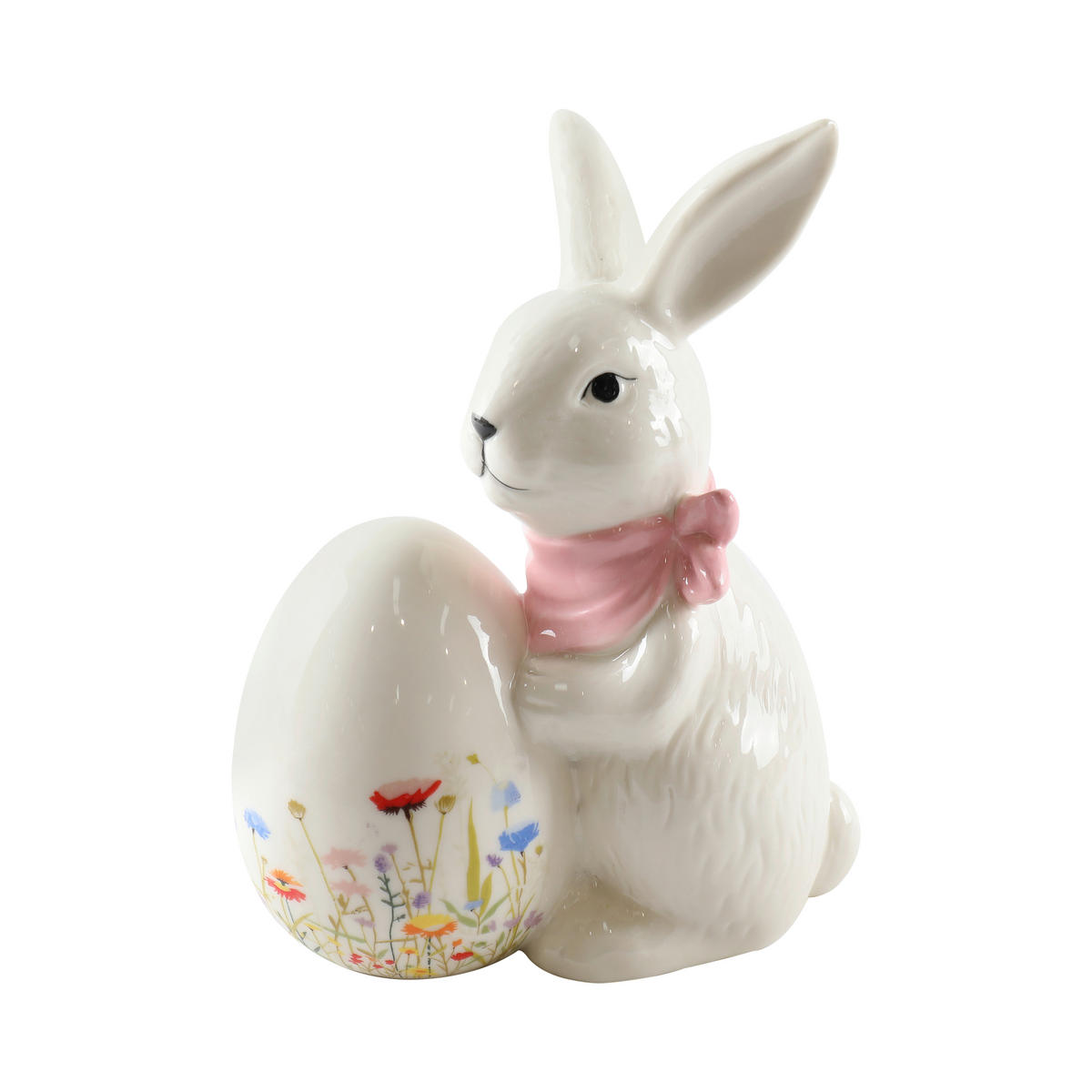 DEKORAČNÝ ZAJAC - pink/biela, Lifestyle, keramika (15,8/19,8/9,7cm)