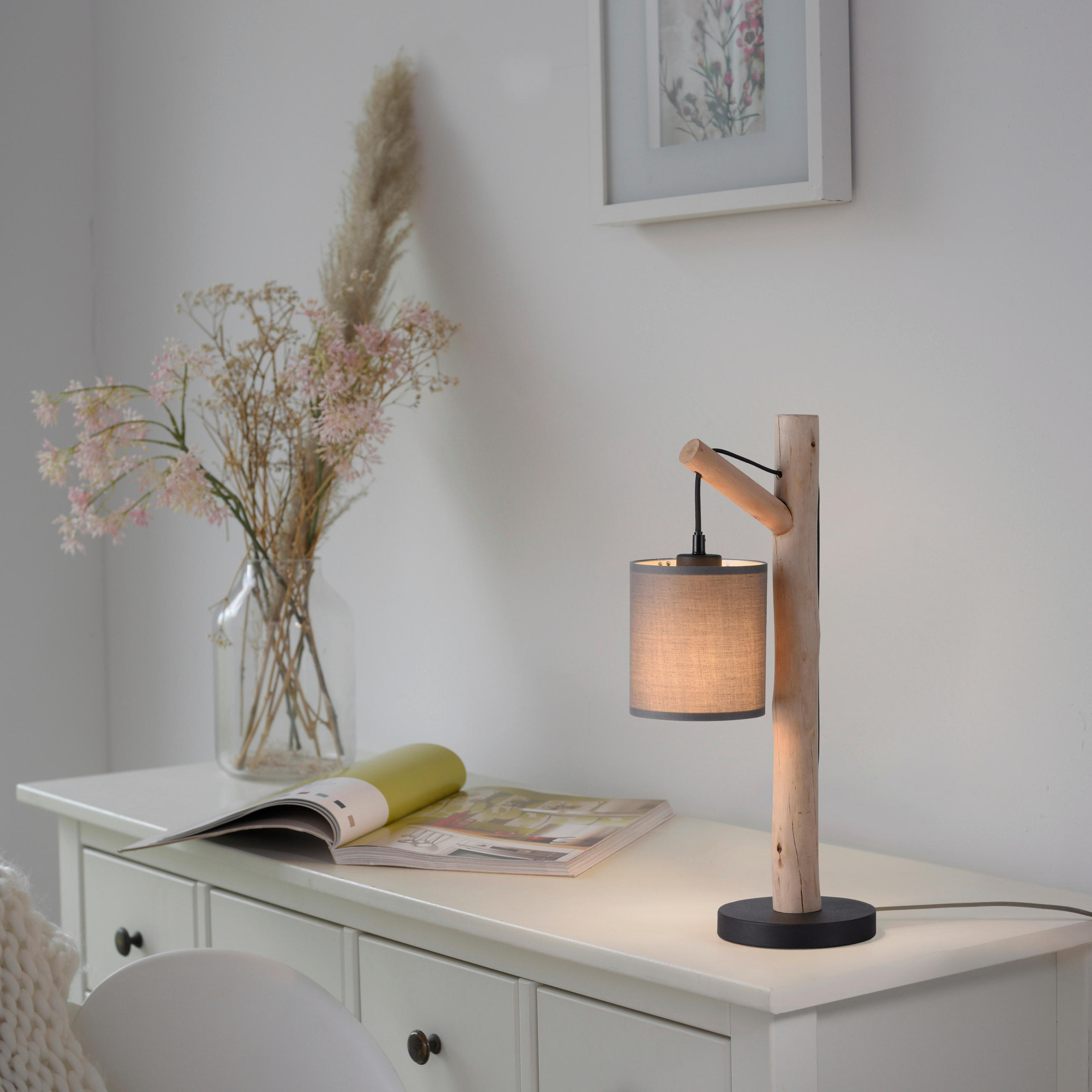 TISCHLEUCHTE Green Tribu 26,5/16/52,5 cm   - Taupe, Natur, Holz/Kunststoff (26,5/16/52,5cm)
