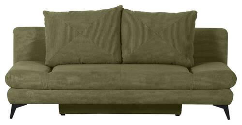 SCHLAFSOFA Cord Dunkelgrün  - Dunkelgrün/Schwarz, KONVENTIONELL, Textil/Metall (200/78/95cm) - home24