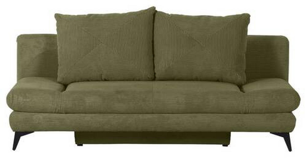 SCHLAFSOFA Cord Dunkelgrün  - Dunkelgrün/Schwarz, KONVENTIONELL, Textil/Metall (200/78/95cm) - home24