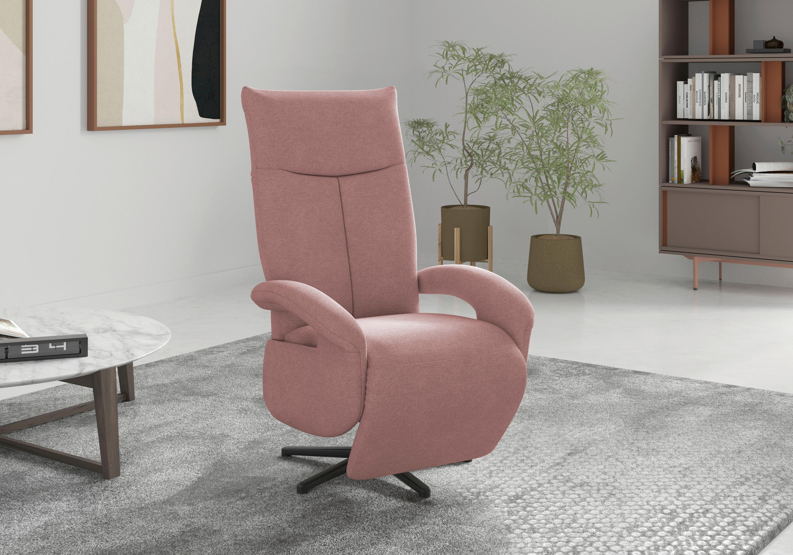 SESSEL in Mikrofaser Altrosa - Schwarz/Altrosa, Modern, Textil/Metall (74/112/82cm) - Sit & More