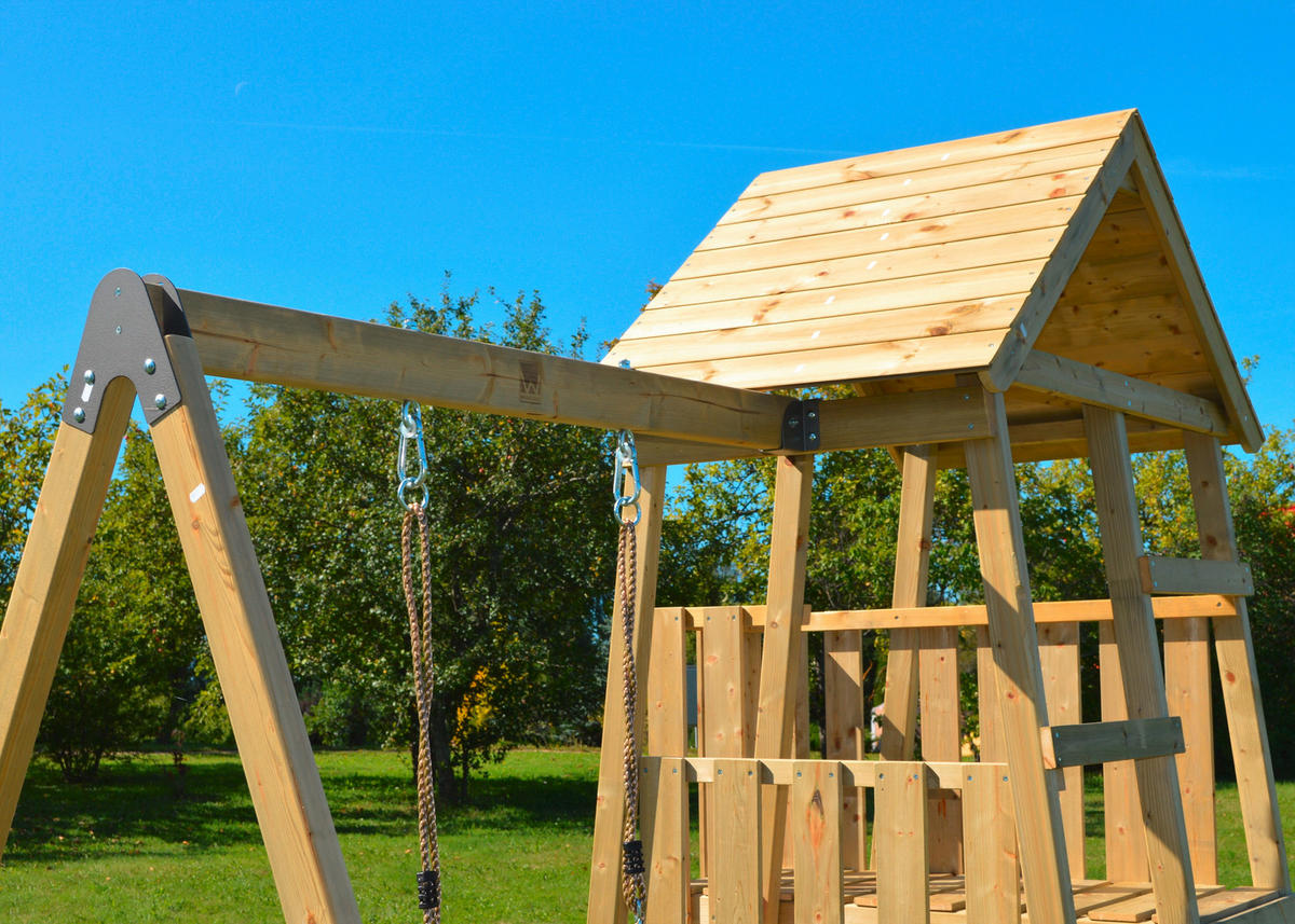 SPIELTURM 270/270/290 cm  - Rot/Naturfarben, KONVENTIONELL, Holz (270/270/290cm) - Ambia Garden