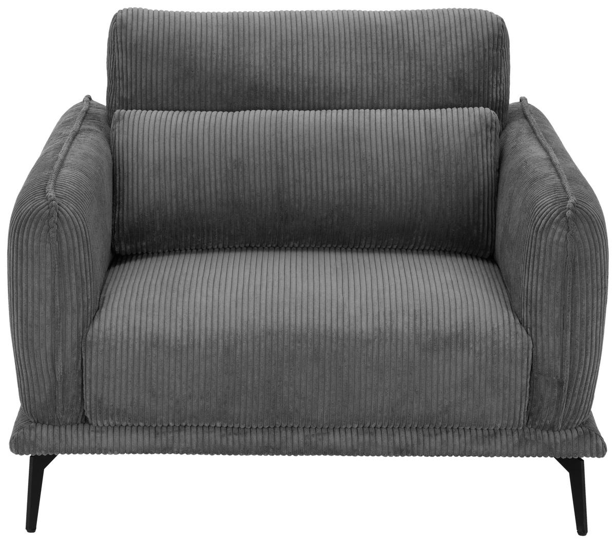 SESSEL Cord Grau    - Schwarz/Grau, Design, Textil/Metall (105/81/89cm) - Livetastic