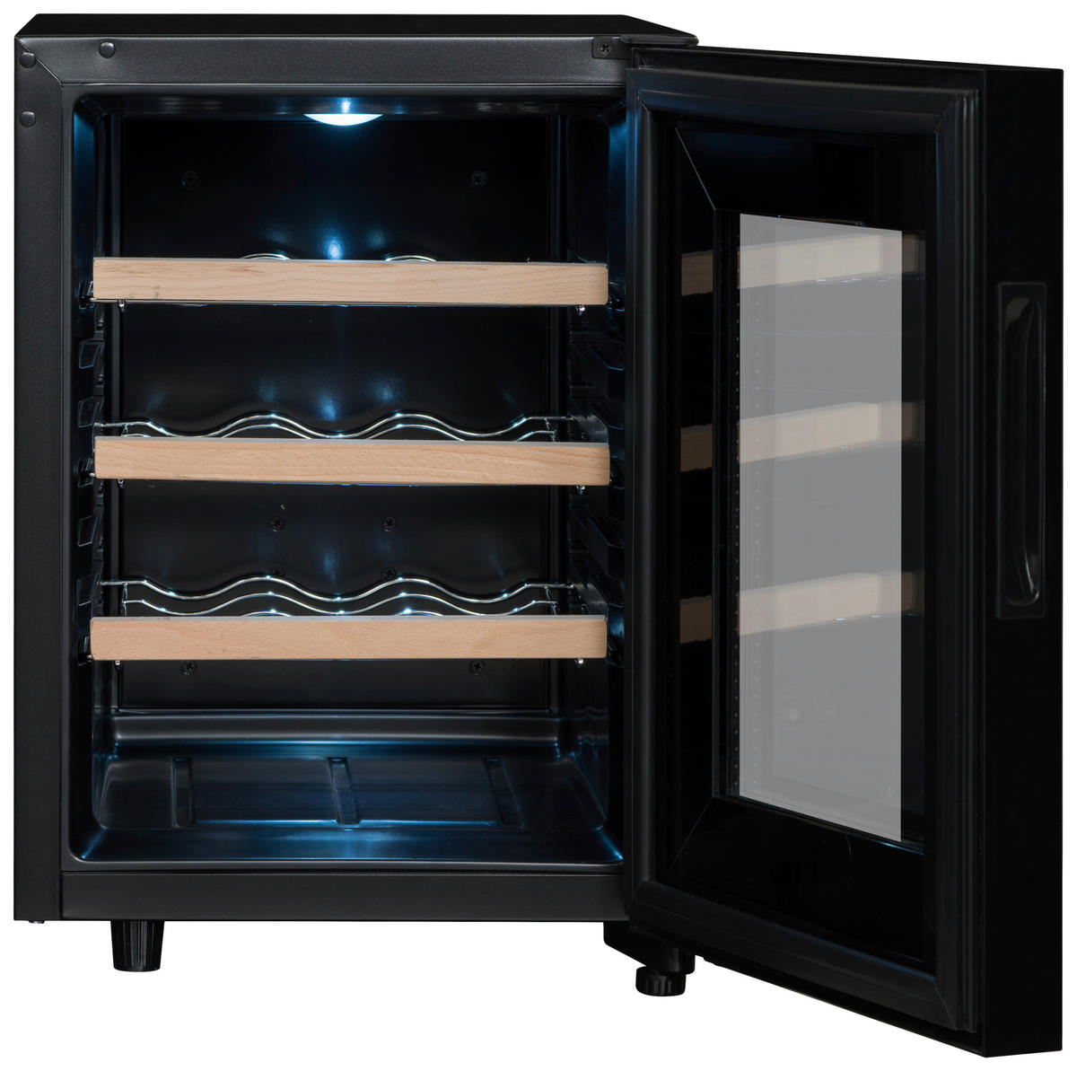 WEINKÜHLSCHRANK CC12F  - Schwarz, Basics, Glas/Holz (48/34,5/46cm)