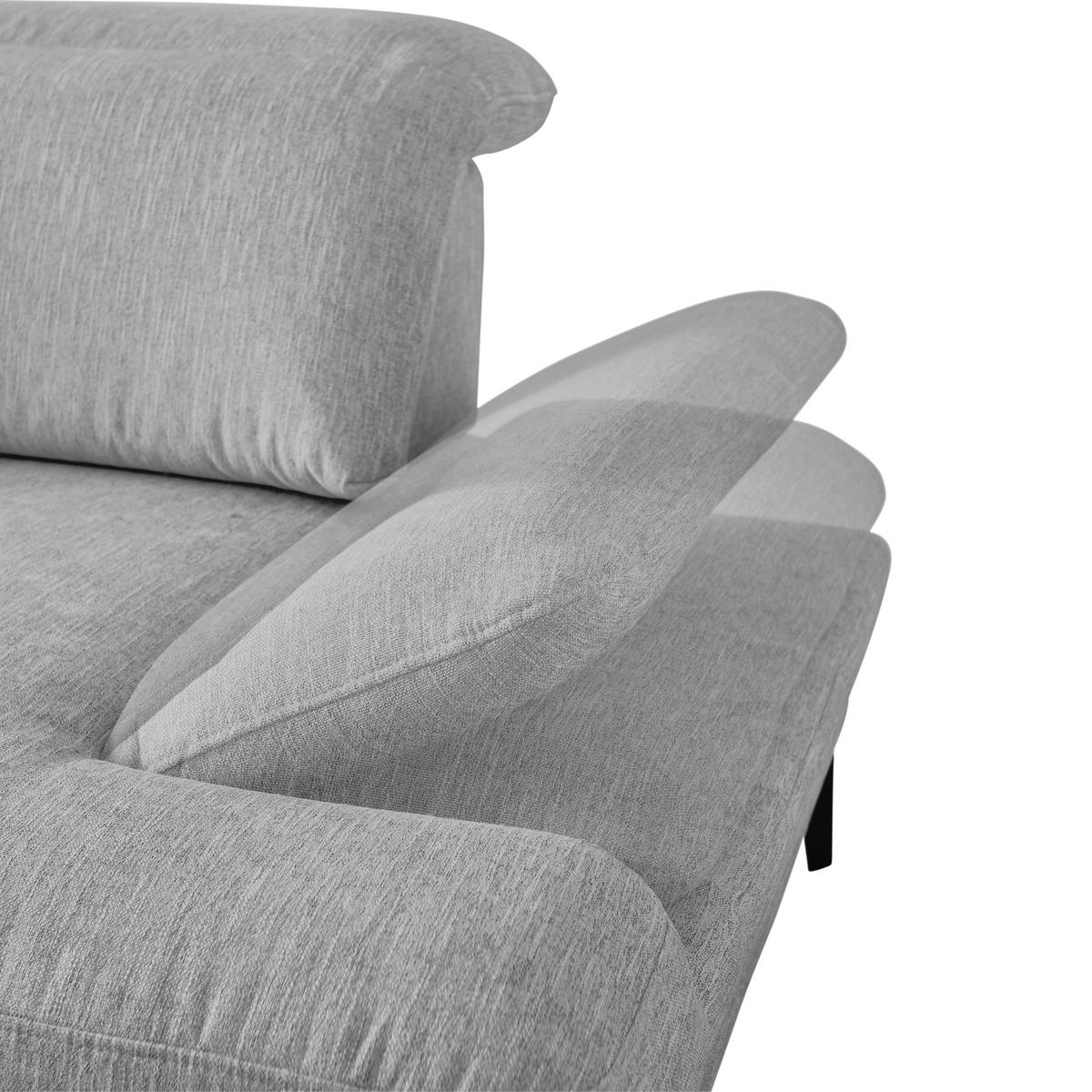 ECKSOFA in Webstoff Grau  - Schwarz/Grau, Design, Textil/Metall (180/289cm) - Stylife