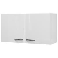 KÜCHENOBERSCHRANK 100/54,8/32 cm  in Weiß, Weiß Hochglanz  - Edelstahlfarben/Weiß Hochglanz, MODERN, Holzwerkstoff/Metall (100/54,8/32cm) - FlexWell