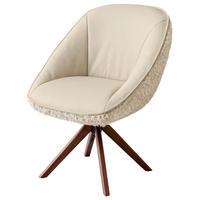 ARMLEHNSTUHL  in Hochflor Echtleder pigmentiert  - Nussbaumfarben/Creme, Design, Leder/Holz (61/89/70cm) - Koinor