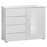 COMODĂ 100/80/40 cm  - alb/alb lucios intens, Basics, plastic/material pe bază de lemn (100/80/40cm)